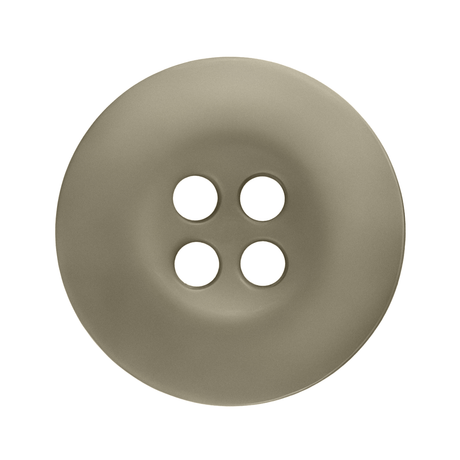 A top view of a round, beige Tactical Button made from fire-retardant melamine with four holes, displayed on a white background.