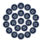 Twenty-three Workshop Uniform Shirt Buttons, made of durable navy blue nylon, are arranged in a circular pattern on a white background.