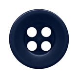Dark blue, round Workshop Uniform Shirt Buttons with four holes, made of durable nylon, shown from above on a white background—ideal for uniform shirts.