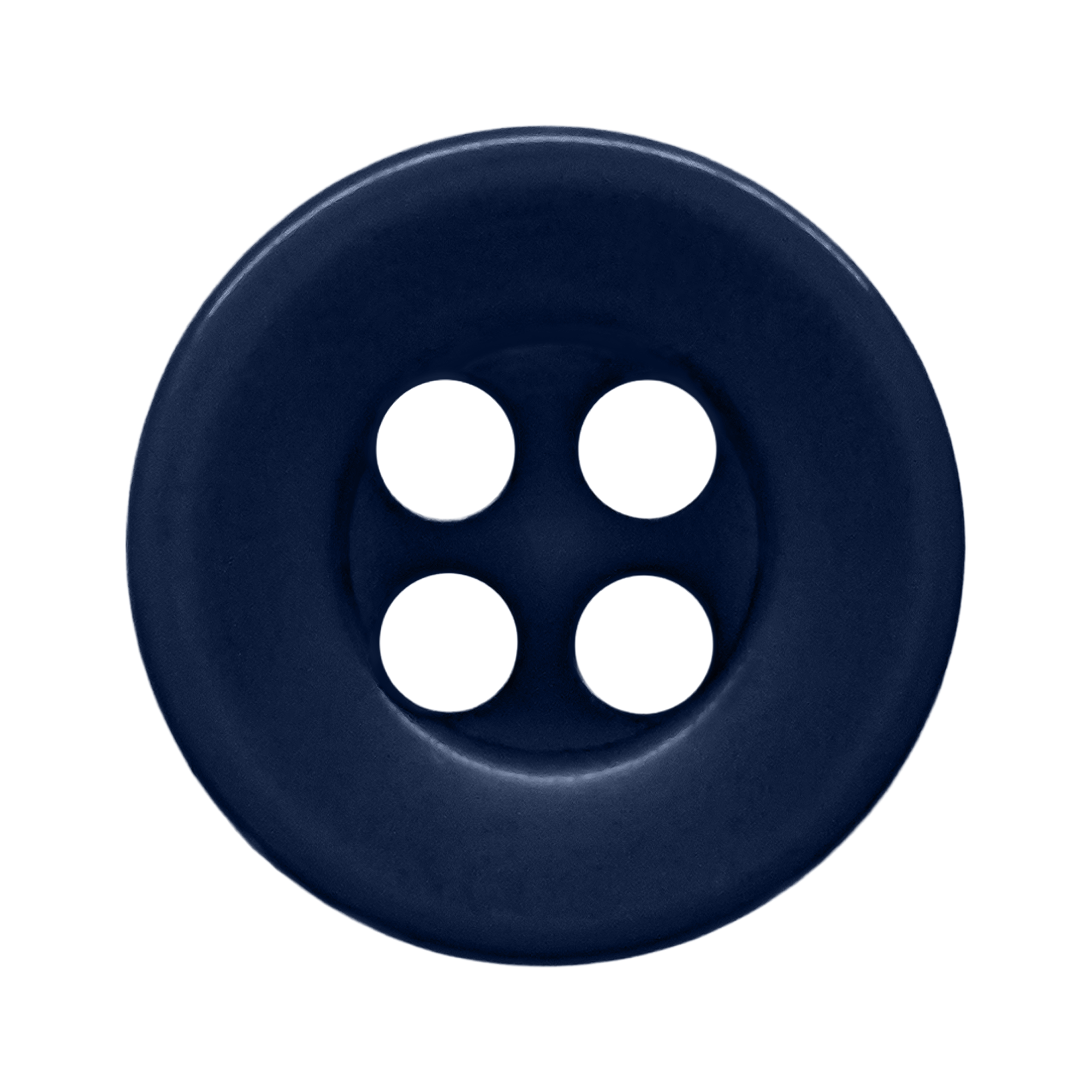 Dark blue, round Workshop Uniform Shirt Buttons with four holes, made of durable nylon, shown from above on a white background—ideal for uniform shirts.