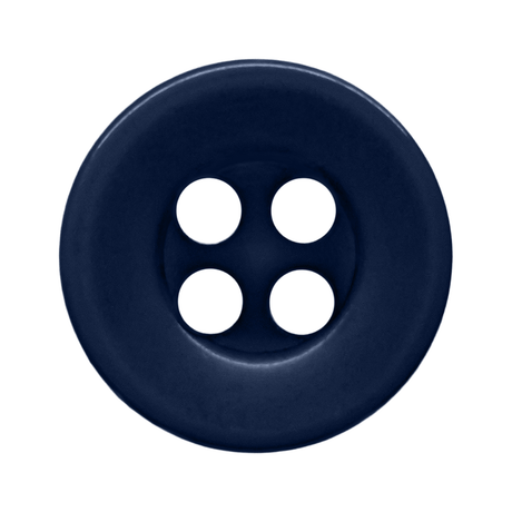 Dark blue, round Workshop Uniform Shirt Buttons with four holes, made of durable nylon, shown from above on a white background—ideal for uniform shirts.