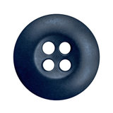 A round, dark blue Tactical Button made of melamine with four holes is shown from above on a white background.