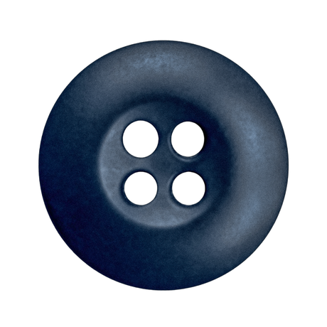 A round, dark blue Tactical Button made of melamine with four holes is shown from above on a white background.