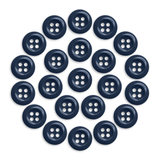 A circle of evenly spaced Work Shirt Buttons, each navy blue with four holes, displayed on a white background.