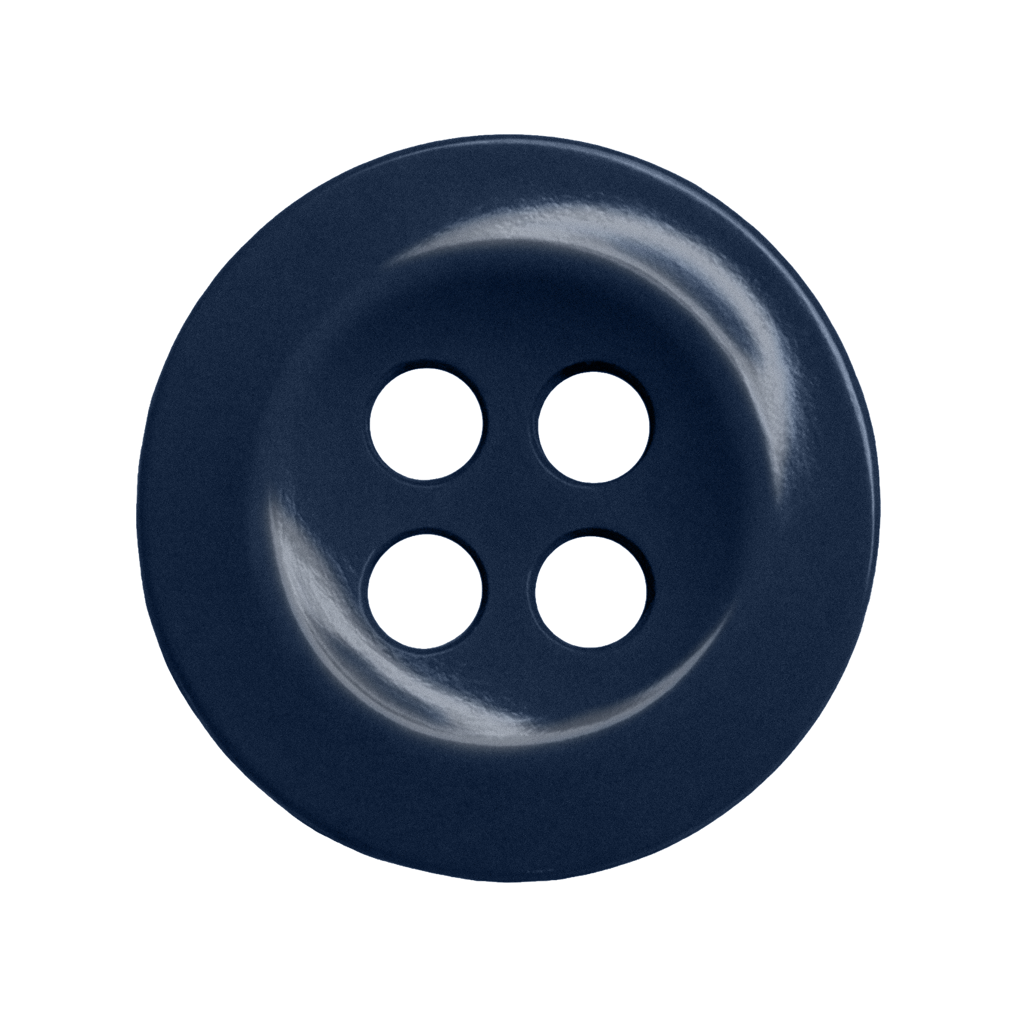 A Work Shirt Buttons 22 Pack includes dark blue, four-hole sewing buttons with a smooth, glossy finish—ideal as industrial shirt buttons and shown from above.