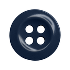 The Work Shirt Buttons 12 Pack features dark blue, round buttons with four holes, shown from above on a white background—perfect replacements for work shirts.