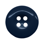 A round, dark blue Work Pants Button with four holes sits on a white background, ideal as a durable replacement fastener.