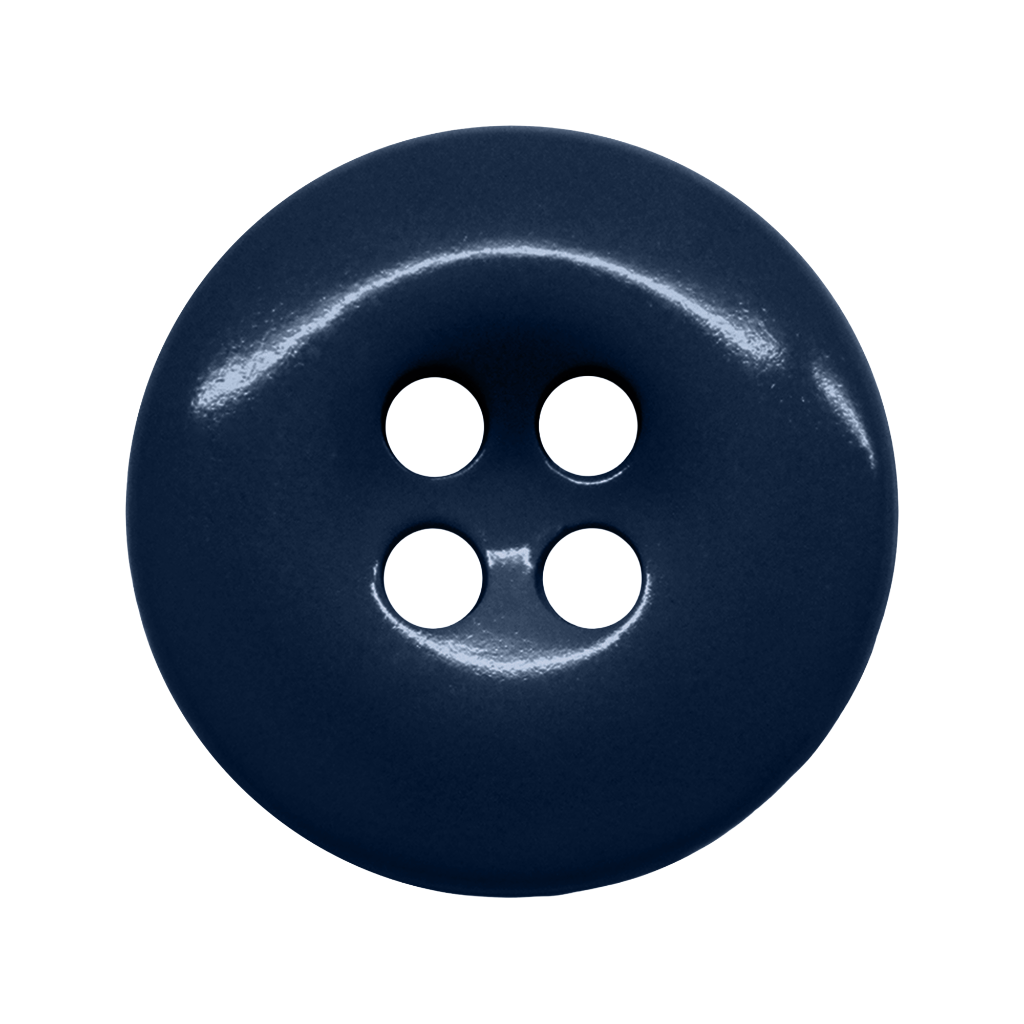 Work Pants Buttons: Dark blue, round, four-hole replacements for industrial work pants, shown on a white background.