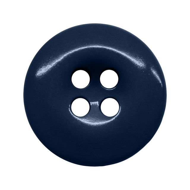 Work Pants Buttons: Dark blue, round, four-hole replacements for industrial work pants, shown on a white background.