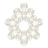 Nineteen Replacement Shirt Buttons, known for durability, displayed in a five-pointed star shape on a white background.
