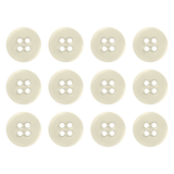Twelve cream-colored Suspender Brace Pant Buttons, each with four holes, are arranged in a neat grid pattern on a white background.