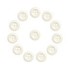 Twelve cream-colored Work Shirt Buttons from the 12 Pack, military spec, arranged in a circle with one in the center on a white background.