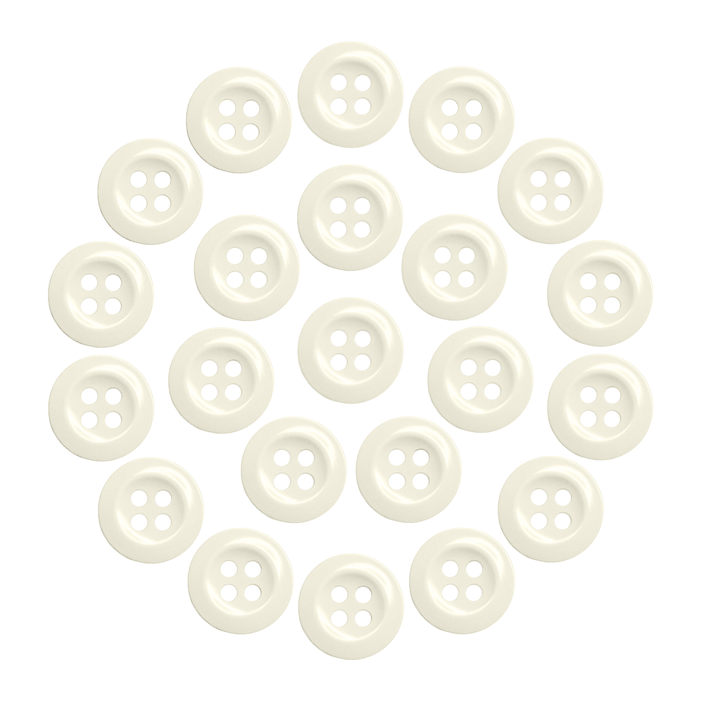 Twenty-two cream-colored Work Shirt Buttons from the 22 Pack set, arranged in a circular pattern on a white background.