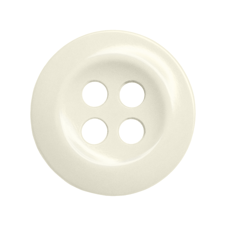 A round, cream-colored Work Shirt Button with four holes, shown from above on a white background.
