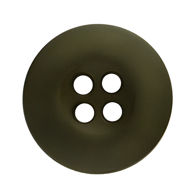 Tactical Buttons: round, dark green melamine uniform buttons with four holes, shown from above on a white background—perfect for tactical uniform fastening.