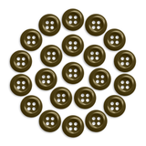 A set of 23 brown Work Shirt Buttons arranged in a circle on a white background.