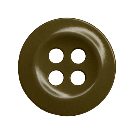 Work Shirt Buttons: Brown, round buttons with four holes, shown from above on a white background—perfect replacements for work shirts or industrial uniforms.