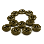 Twelve durable Work Shirt Buttons from the 12 Pack, arranged in the shape of the Greek letter Omega on a white background.