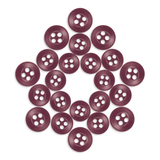 Replacement Shirt Buttons in a maroon matte finish, neatly arranged in a diamond shape on a white background.