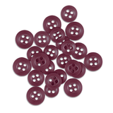 A pile of Replacement Shirt Buttons made from maroon poly-nylon, ideal for any tailor's kit, is scattered on a white background.