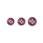 Three Replacement Shirt Buttons in maroon poly-nylon, each a different size, are arranged in a row on a white background.