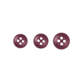 Three Replacement Shirt Buttons in maroon poly-nylon, each a different size, are arranged in a row on a white background.