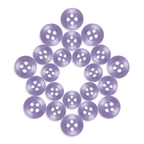 Twenty-one Replacement Shirt Buttons in purple are arranged in a star shape on a white background.