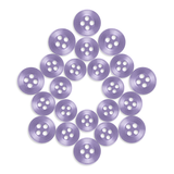 Twenty-one Replacement Shirt Buttons in purple are arranged in a star shape on a white background.