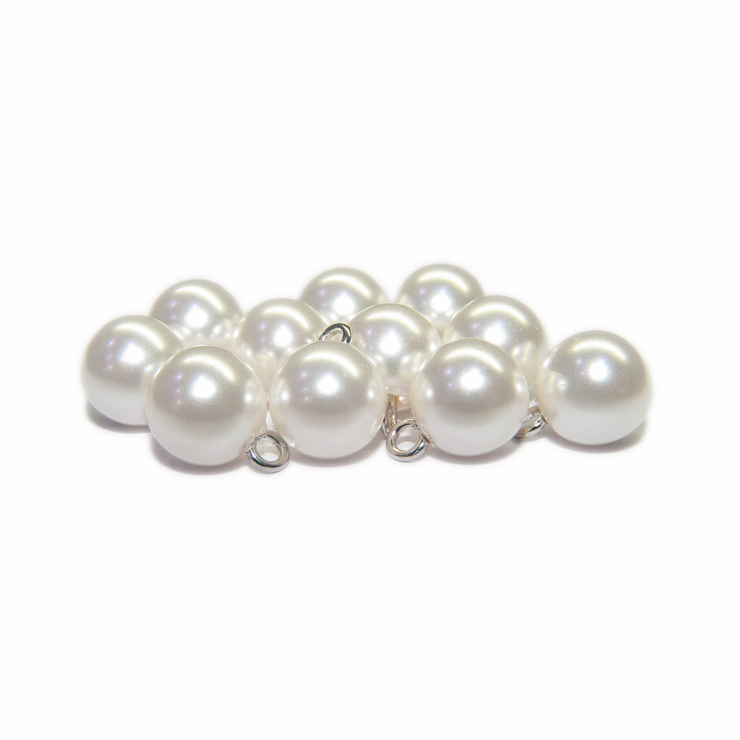 Round Faux Pearl Bridal Trim Buttons with Metal Loop Back