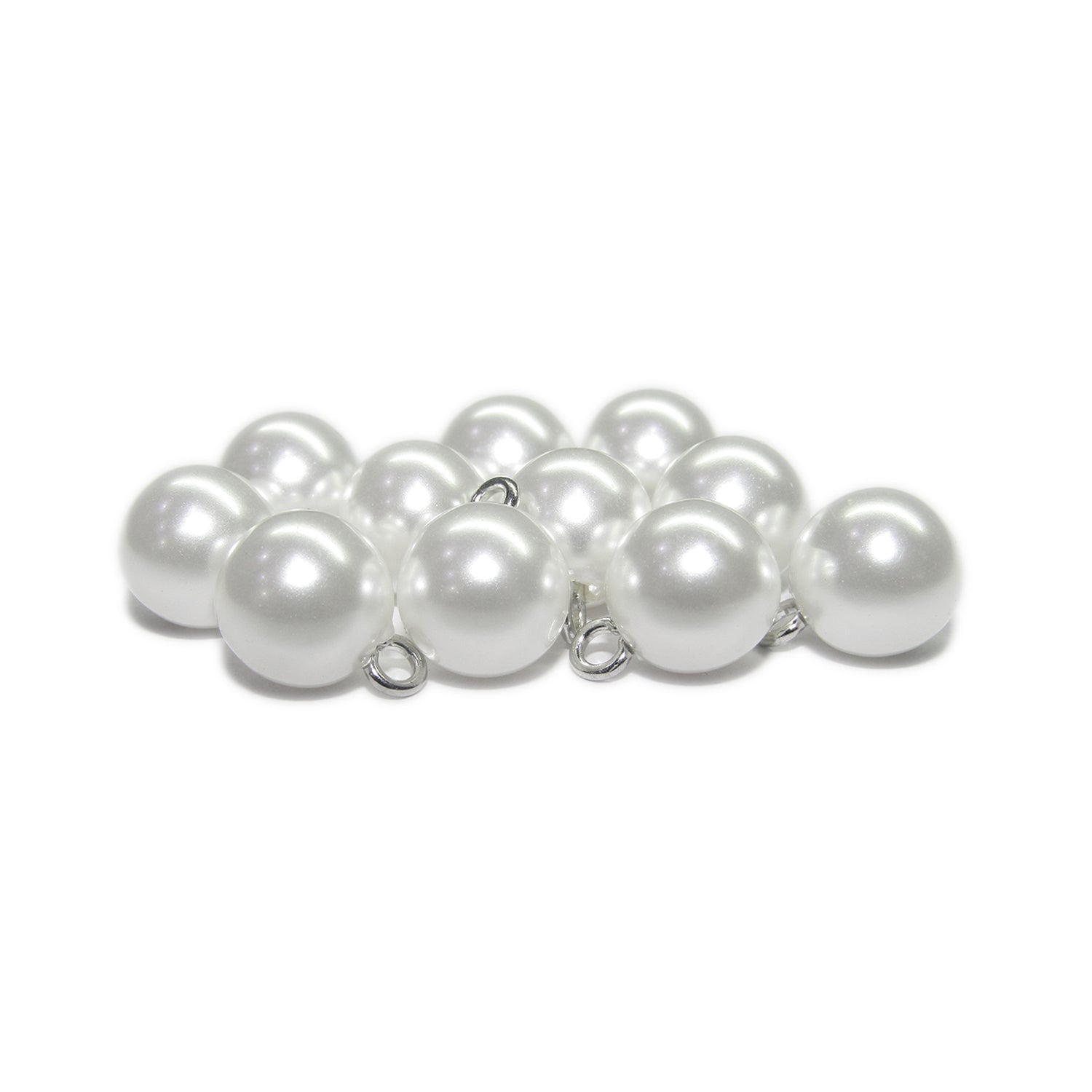 Round Faux Pearl Bridal Trim Buttons with Metal Loop Back