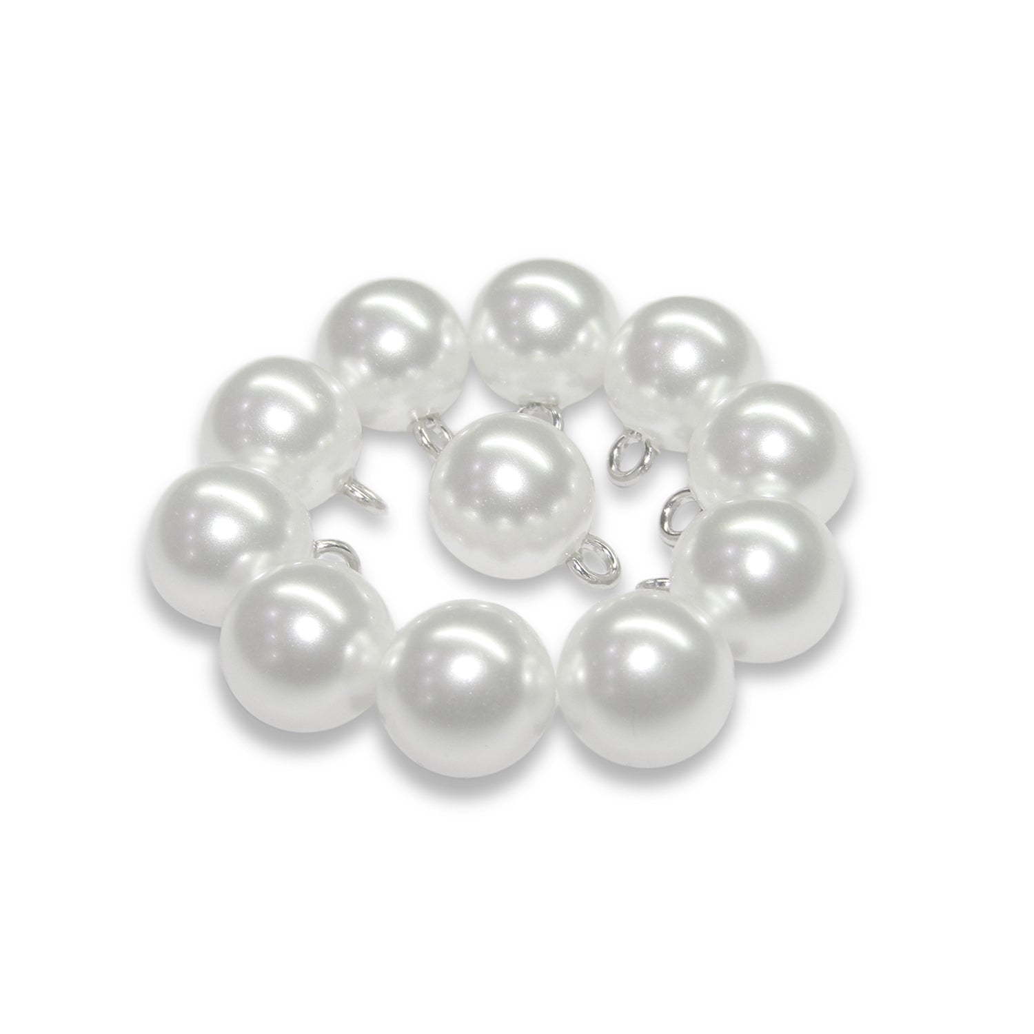 Round Faux Pearl Bridal Trim Buttons with Metal Loop Back