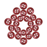 Replacement Shirt Buttons in red poly-nylon, featuring a symmetrical circular star pattern on a white background.