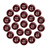 Twenty Work Shirt Buttons in dark red, military spec, are arranged in a circular pattern on a white background.
