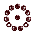 Twelve maroon Work Shirt Buttons from the 12 Pack are arranged in a circle around one maroon button at the center, all shown on a white background.