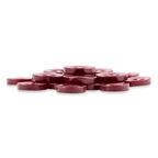 A pile of Replacement Shirt Buttons with a maroon, matte finish, stacked together on a white background.