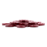 A pile of Replacement Shirt Buttons with a maroon, matte finish, stacked together on a white background.
