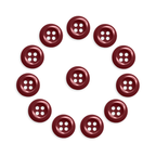 A pack of 12 maroon Work Shirt Buttons arranged in a circle with one button in the center, displayed on a white background.