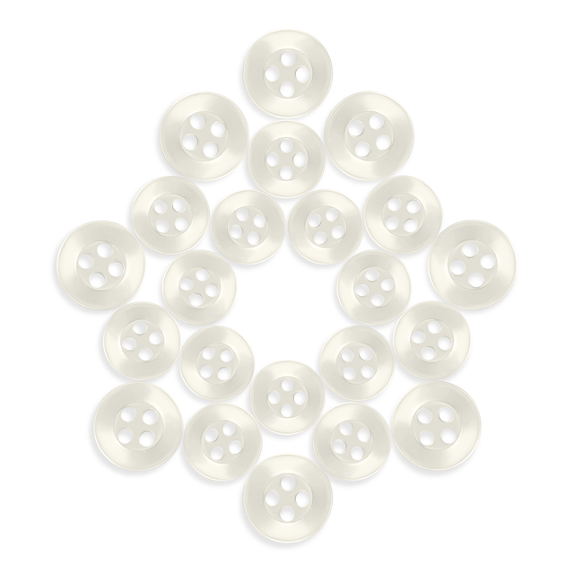 Twenty Replacement Shirt Buttons, arranged in a five-point star pattern on a white background—these durable buttons are an ideal addition to any tailor's kit.