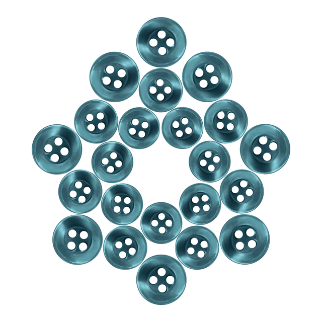 Replacement Shirt Buttons are blue poly-nylon, arranged in a hexagonal pattern on a white background—ideal for any tailor’s kit.