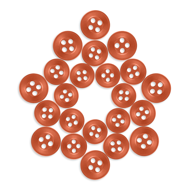 Twenty-one Replacement Shirt Buttons arranged in a star shape on a white background, ideal for adding to any tailor's button kit.