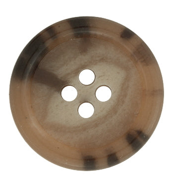 Regular Suit Buttons: Brown marbled four-hole button viewed from above on a white background, perfect as a replacement for suits.