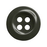 The Work Shirt Buttons 12 Pack features black, four-hole buttons with a shiny finish, perfect for use as durable industrial shirt buttons.
