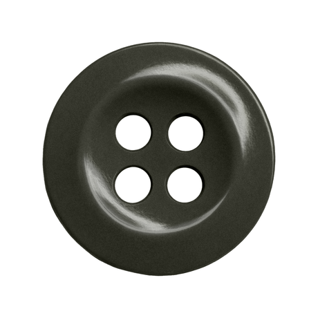 The Work Shirt Buttons 12 Pack features black, four-hole buttons with a shiny finish, perfect for use as durable industrial shirt buttons.