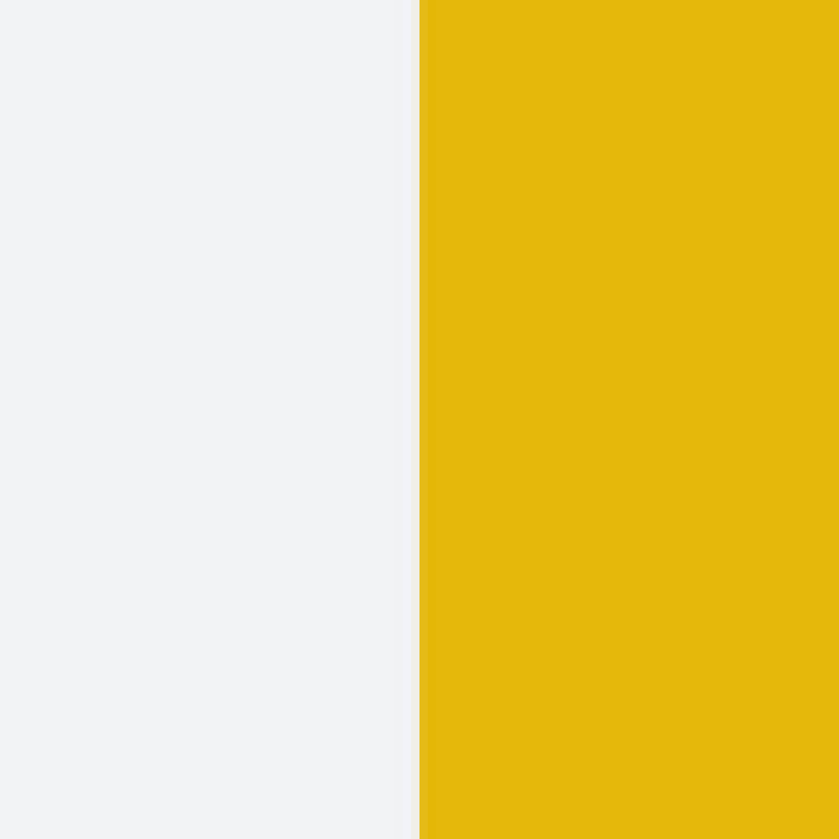 A vertical split with white on the left and mustard yellow on the right, ideal for displaying Tuxedo Shirt Studs and Cufflinks.