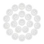 Twenty-four Workshop Uniform Shirt Buttons made of durable nylon, each with four holes, are arranged in a circular pattern on a white background.
