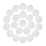 Twenty-four Workshop Uniform Shirt Buttons made of durable nylon, each with four holes, are arranged in a circular pattern on a white background.