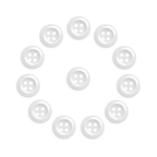 Twelve Work Shirt Buttons (12 Pack), white military spec, arranged in a circle around one central button on a white background.