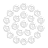 Twenty-four Work Shirt Buttons with four holes, military spec, white color, arranged in a circular pattern on a white background.