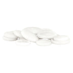 A pile of Regular Suit Buttons on a plain white background, resembling round, white peppermint candies or replacement buttons for a crisp suit.