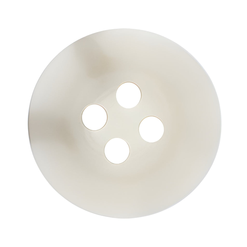 A round, white nylon "Khakis, Chinos and Casual Cotton Pant Button" with four holes viewed from above on a plain background—ideal as a replacement for your favorite pants.
